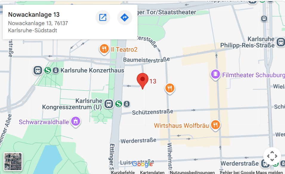 Karte: Nowackanlage 13, 76137 Karlsruhe – zur Google-Maps-Ansicht